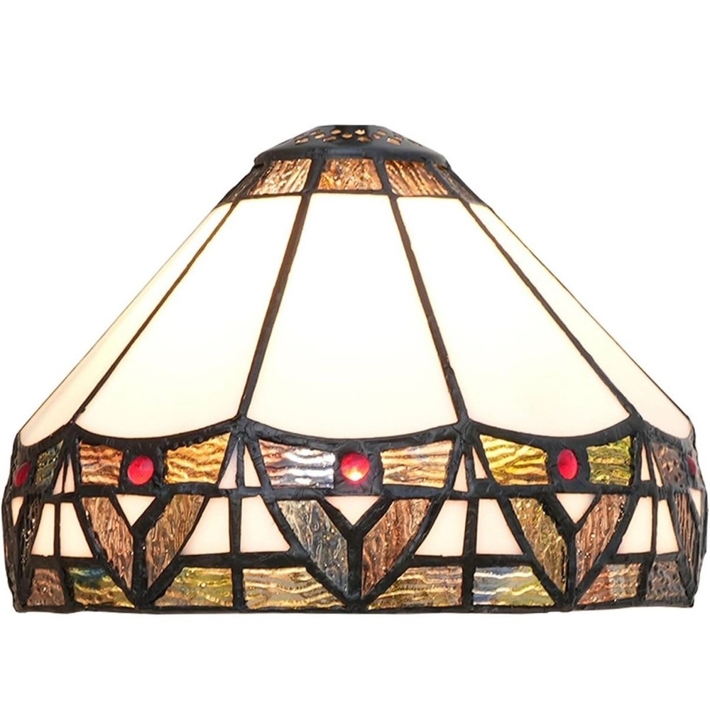 Wecrejoni 8 Inch Tiffany Stained Glass Lamp Shade Empire Multicolor LED Open Box